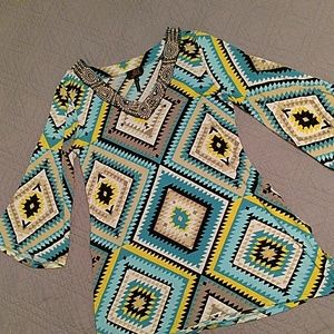 Faith Aztec beaded V neck tunic